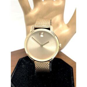Movado Women's Watch 3600596 Bold Swiss Quartz Rose Gold Mesh Steel Band 35mm